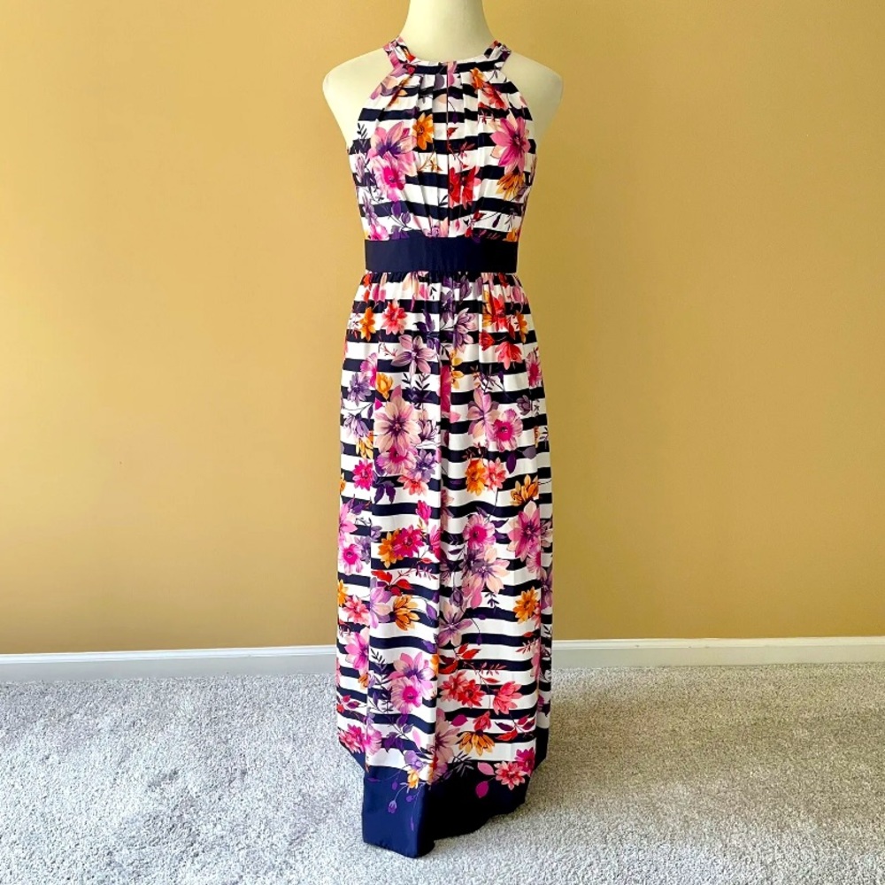 Brand New With Tags Eliza J Crepe de Chine Floral Maxi Dress Size 10